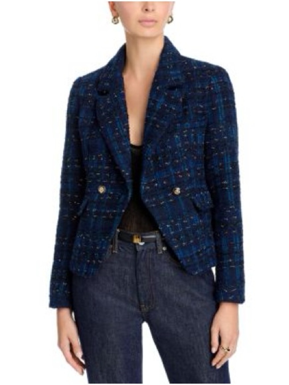 Aqua Tweed Cutaway Blazer Navy Blue Gold XXL